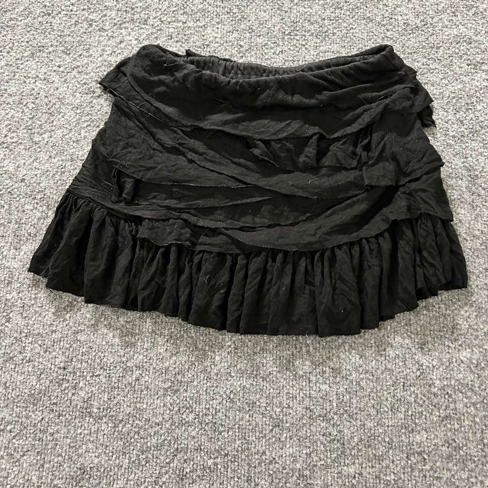 Unbranded Skirt Womens Size S Black Ruffle Tiered Mini Stretch Casual Pull On
